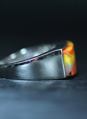 北票战国红鸡油黄马鞍戒指指环