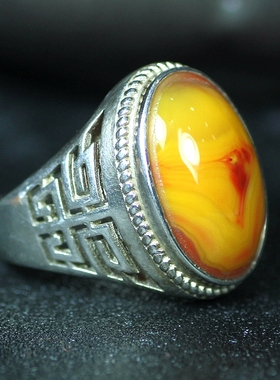 北票战国红象形蜂鸟银戒指指环