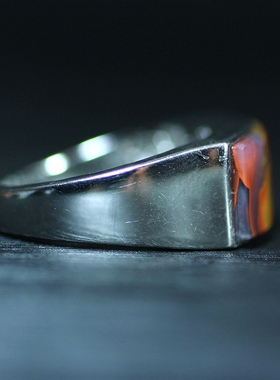 北票战国红老料马鞍戒指指环戒圈