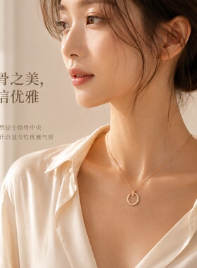 卡奢琳欧美轻奢圆环钉子锁骨链