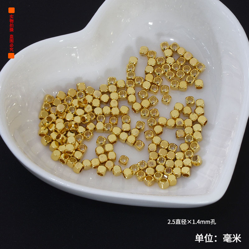 铜镀18K真金配珠镭射珠方形珠三角隔珠刻面西瓜珠diy手工饰品材料 - 图2