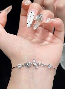 S999纯银小王子与玫瑰花手链女小众轻奢手饰情人节礼物送女友