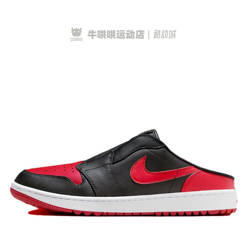 牛哄哄 Air Jordan 1 Mule Bred男子黑红低帮复古板鞋FJ1214-001-图3