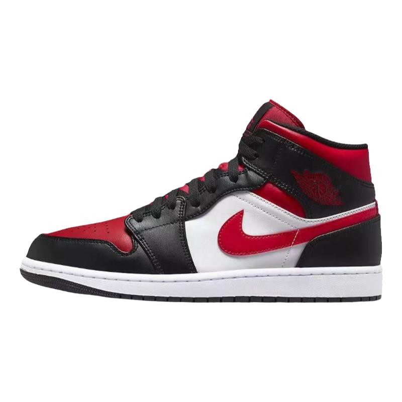 牛哄哄 Air Jordan 1 Mid Bred Toe AJ1黑红脚趾篮球鞋554724-079-图3