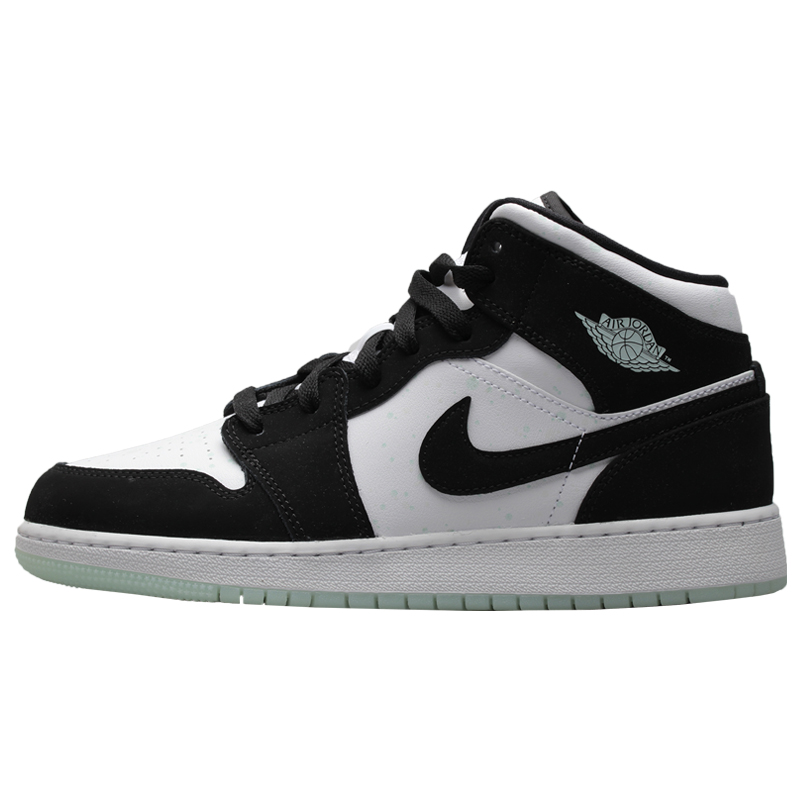 牛哄哄 Air Jordan 1 Mid SE AJ1 黑白熊猫泼墨夜光底 BQ6931-103 - 图3