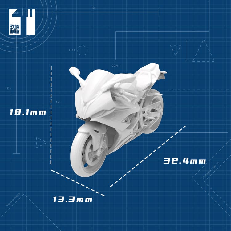 玖核制造 1/64新宝马S1000RR摩托大排量摩托赛车白模机车 - 图2