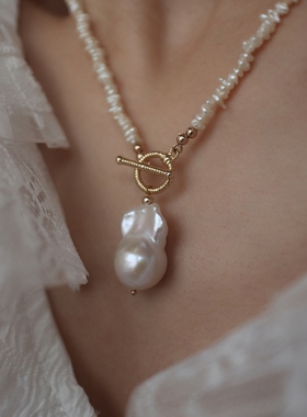 keshi小珍珠女轻奢优雅复古项链