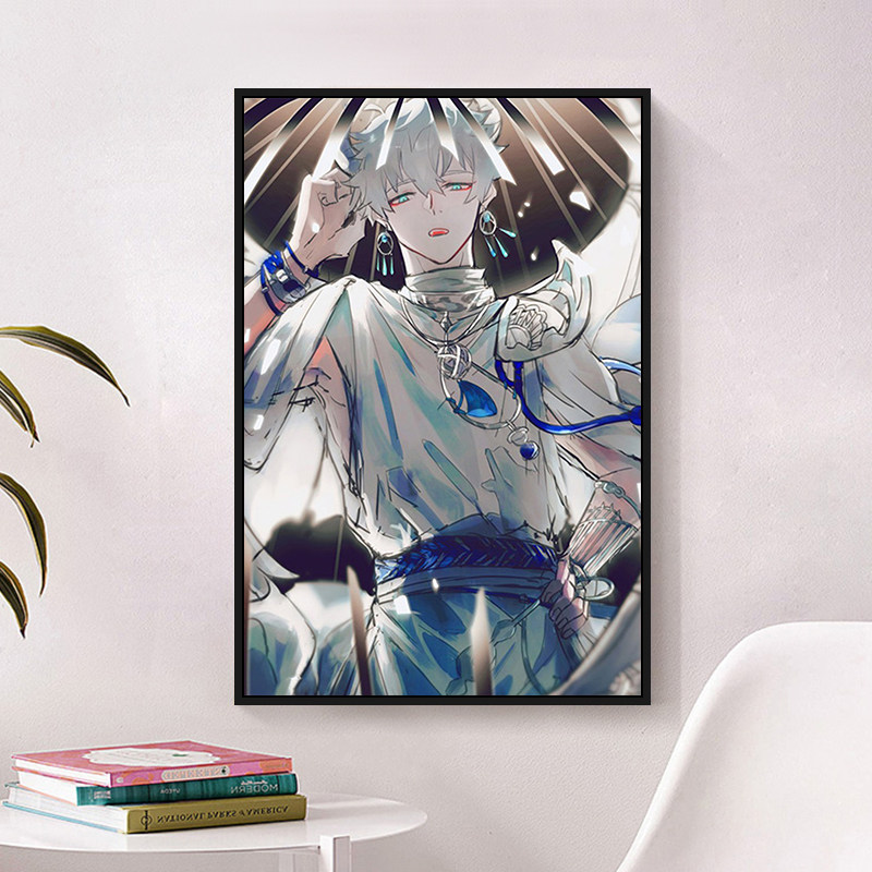 动漫美少年陆光ins插画涂鸦手绘减压diy数字油彩画房间装饰画_虎窝淘