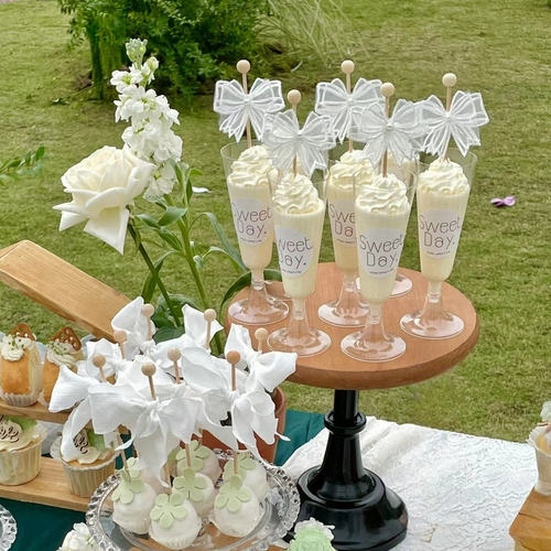 森系绿色甜品台布丁杯装饰纸蕾丝封口布鹿皮纸绳慕斯杯推推乐贴纸 - 图0
