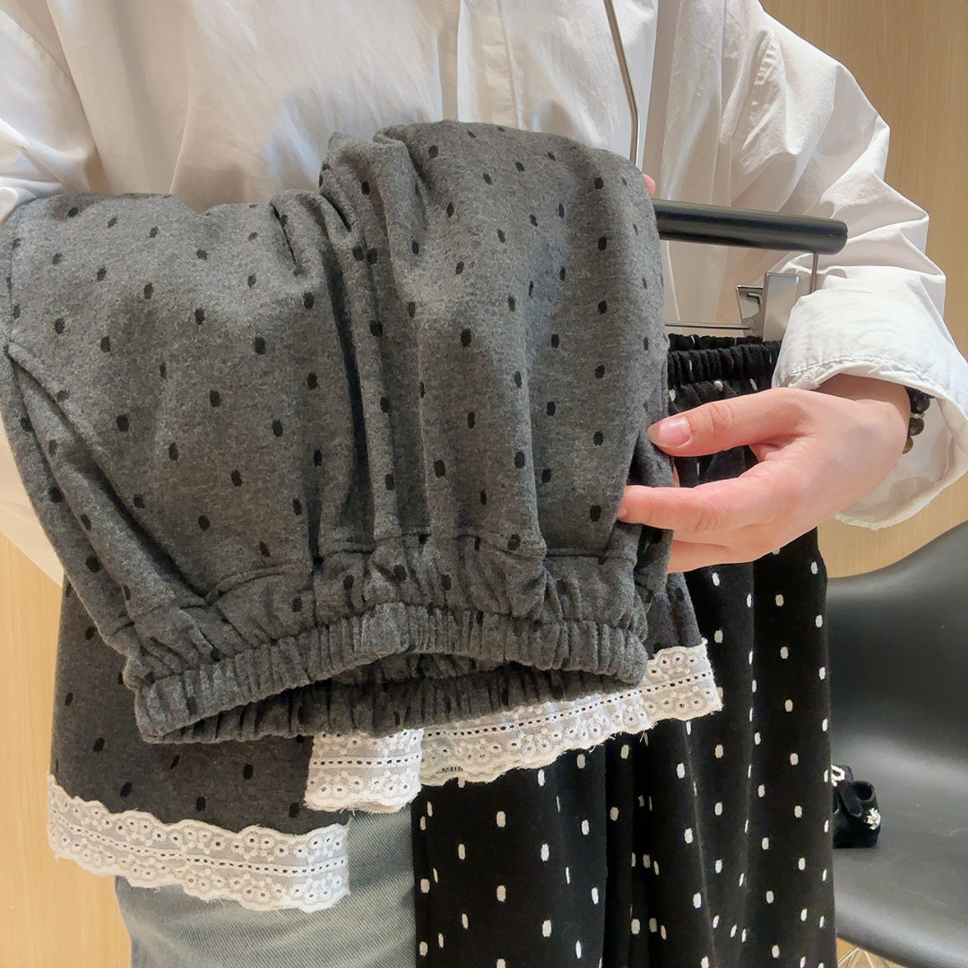 儿童新款波点韩系直筒裤春秋款女童蕾丝花边休闲裤百搭宽松阔腿裤,淘宝优惠券,粉丝福利购,淘宝优惠卷