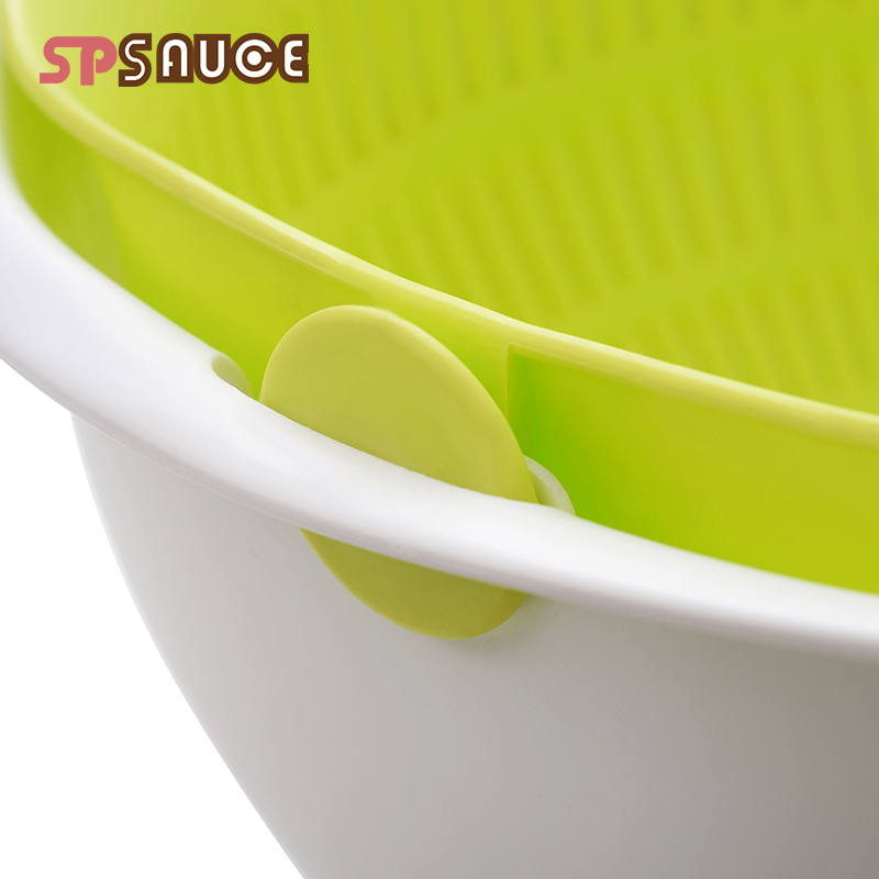 日本SPSAUCE厨房塑料洗菜盆双层沥水篮淘米盆水果篮水槽洗菜篮子 - 图2
