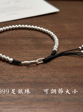 999足银转运珠手链女银珠手串本命年红绳可调节送女友闺蜜礼物