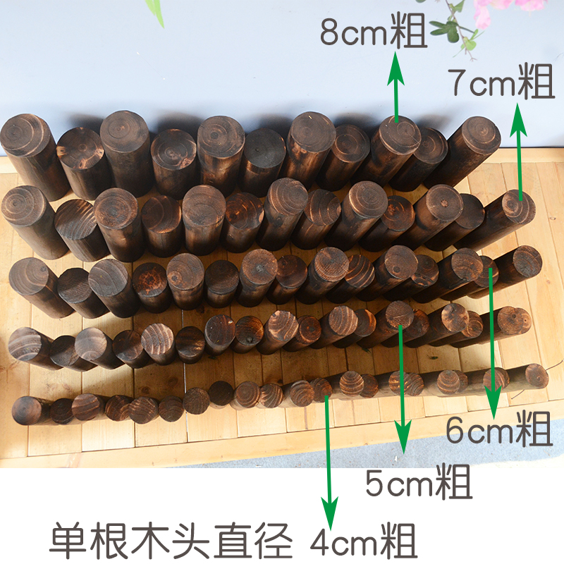 一串起订实木圆柱圆棒木桩围栏整圆半圆插地碳化防腐装饰原木白色 - 图2