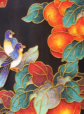 济南非遗龙山黑陶掐丝景泰蓝喜柿赏瓶工艺品花瓶摆件高档礼品