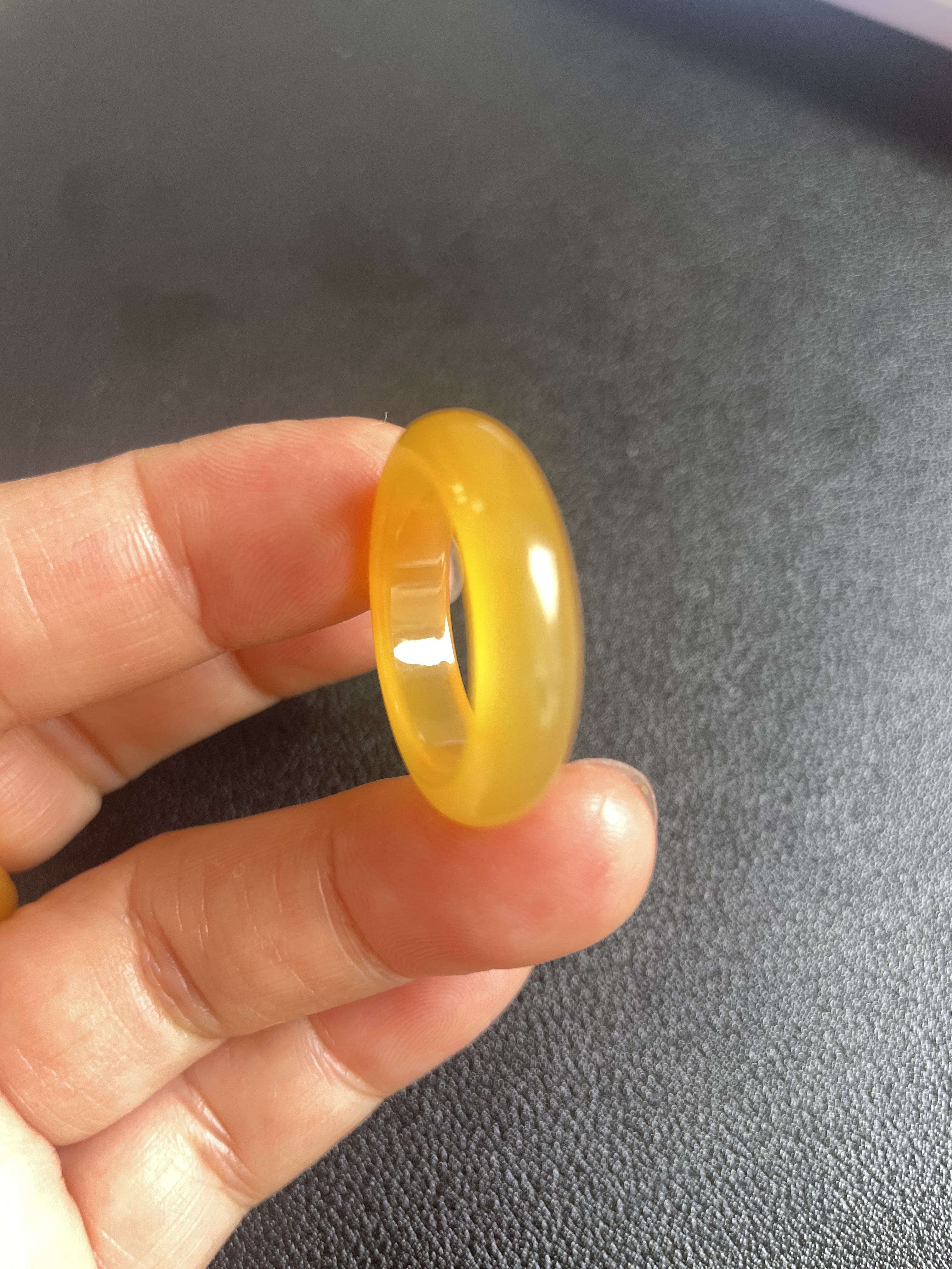 Yunnan Longling natural yellow dragon jade ice seed ring ring 17*6*4mm