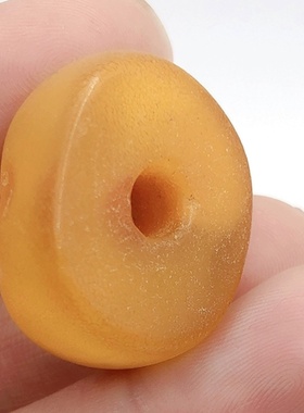 天然老蜜蜡饼子半蜜半珀鸡油黄墩子全品吊坠绝美云纹非二代无优化