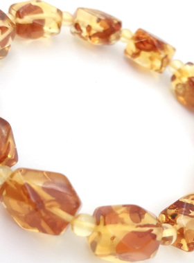 天然波罗的海蜜蜡琥珀手链花珀手串棱珠金珀清新款半宝石散珠随型