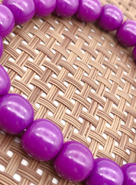 天然原矿紫云母回纹珠手串