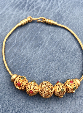 碧玺镶嵌镂空珠万能蛇骨链桶珠