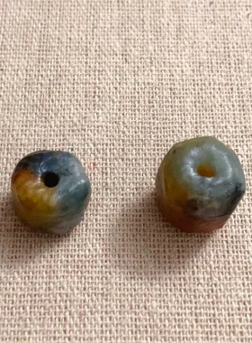 03特惠福利天然岫玉随形桶珠藏风蛇纹石花玉锤纹柔光工艺多色系
