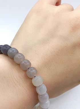 天然新疆和田玉老型珠手串男女款渐变色烟紫手链且末蓝糖料湖水绿