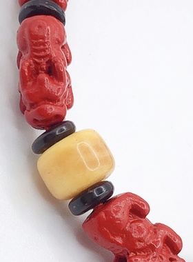 孤品特价优惠天然原矿朱砂貔貅手串男女款