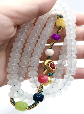 孤品特惠白玉髓盘珠设计款半成品挂链配扣头