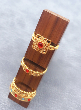 古法老金金箍棒心经戒指