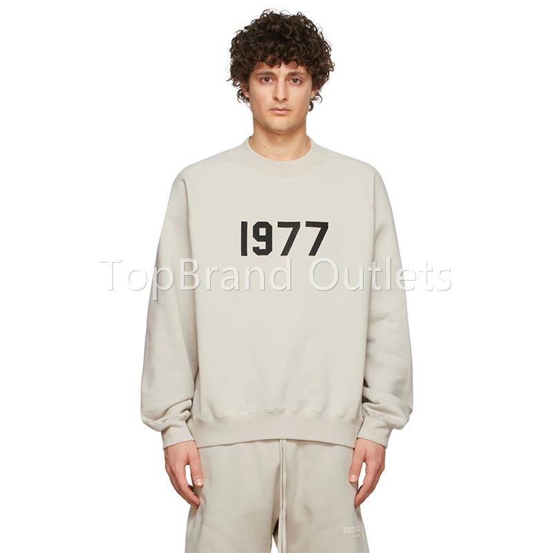 FEAR OF GOD FOG ESSENTIALS 1977数字植绒印花男女圆领卫衣加绒 - 图1