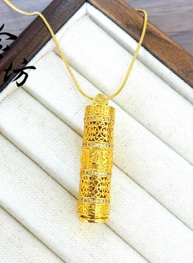 金店同款沙金镶钻八宝随身佛吊坠diy饰品女项链配件毛衣链铜镀金