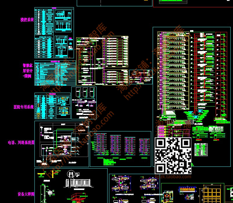 弱电自动智能化系统cad图块合集布线监控安防对话多媒体机房楼控-图2