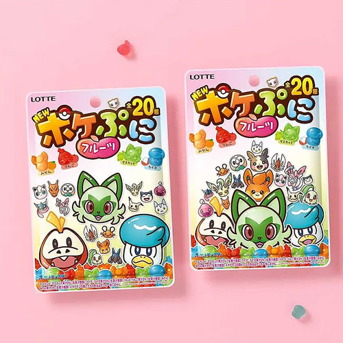日本lotte乐天精灵宝可梦皮卡丘联名零食苹果青提味糖果果汁软糖 - 图1