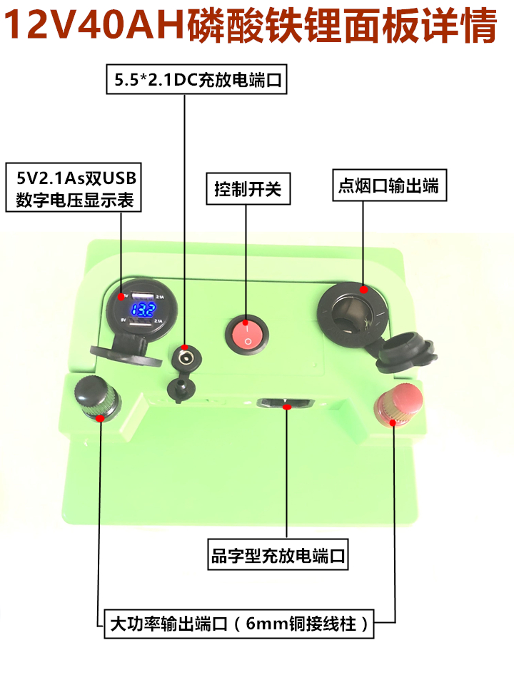 12V汽车应急启动多功能车载冰箱电行车记录仪磷酸铁锂电池