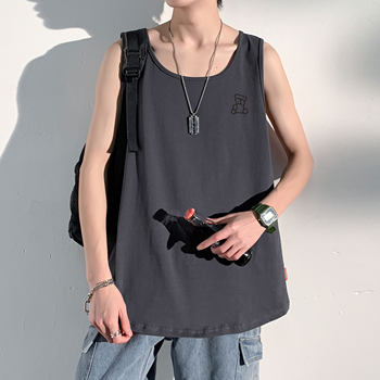 Round neck sweat vest ຂອງຜູ້ຊາຍໄວຫນຸ່ມ pullover summer ອື່ນໆສີແຂງບາດເຈັບແລະການປິ່ນປົວທີ່ບໍ່ແມ່ນທາດເຫຼັກ B390