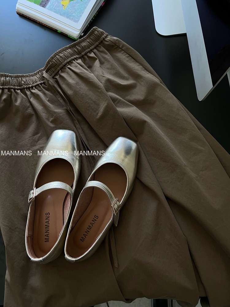 MANMANS漂亮淡金色 复古玛丽珍平底鞋韩国2022年一字扣方头单鞋女,淘宝优惠券,粉丝福利购,淘宝优惠卷