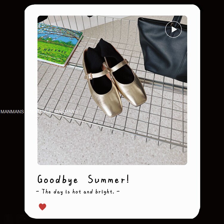 MANMANS漂亮淡金色 复古玛丽珍平底鞋韩国2022年一字扣方头单鞋女,淘宝优惠券,粉丝福利购,淘宝优惠卷