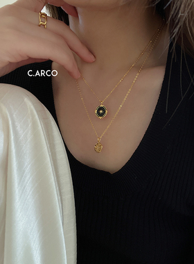 法式小众简约黑色北极星项链