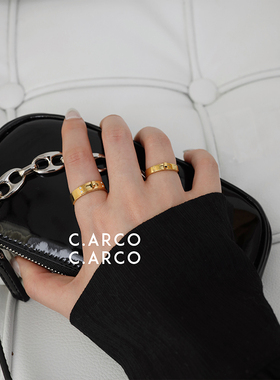 欧美大牌简约设计h高级感镶戒指