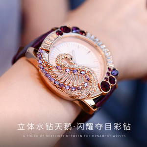 2024年新款玛丽莎精致天鹅女士手表女时尚大表盘真皮防水大牌女款