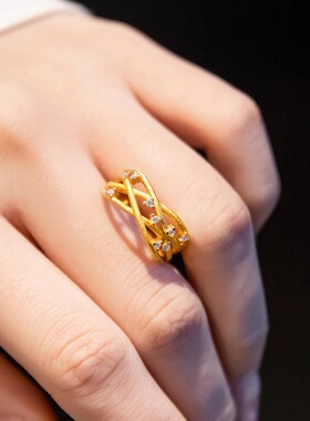 中古轻奢蕾丝戒指女式设计款