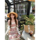 Retro elegant lace splicing dress suspender floral