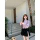 Taro Purple Lace Stand Collar Cotton ເສື້ອແຂນຍາວ