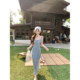 ຊຸດກະໂປ່ງຄໍ V-neck floral ຄລາສສິກ slim-fit