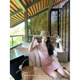 Thepeachofficial Xia Yuhuaxu puff sleeve knitted dress knitted top two-piece set for women