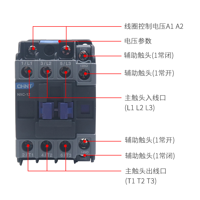 正泰12A昆仑交流接触器NXC-12 1开1闭替CJX2-1210 24伏220V 380V-图3