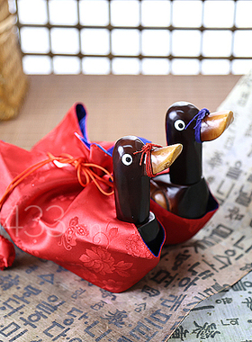 韩国原装进口婚礼用品纯木大雁摆设品小号一对价格白头偕老G23002