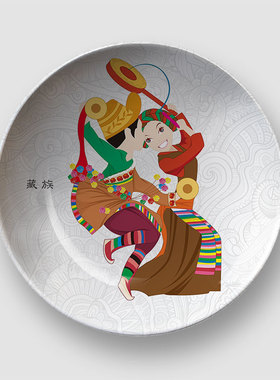 少数民族服饰挂盘圆形圆盘装饰摆件摆盘中式墙面装饰盘子壁挂树脂