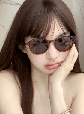 韩版红色方框偏光防晒女墨镜甜妹