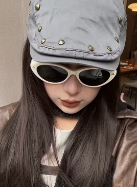 复古白色框猫眼高级感gm太阳眼镜