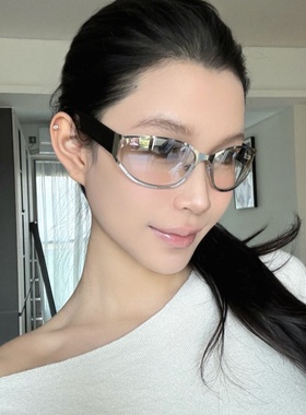 欧美风Y2K金属水银色凹造型墨镜